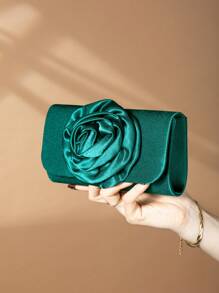 REMANLAND Borsa da sera a forma di rosa per donna, pochette, borsetta da donna con fiore di rosa, borsetta in raso, borsa da sera per matrimonio e feste, regalo originale