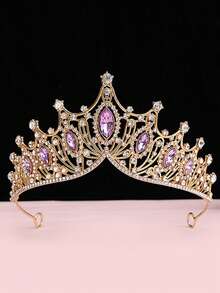1pc Elegant Vintage Royal Style Rhinestone Tiara Crown, Suitable For Party, Birthday, Photo Shoot, Flower Girl, Children's Gift, Fashionable & Graceful Kids Hair Accessory