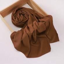 1pc Women Solid Color Crinkled Everyday Hijab, Opaque Headscarf For Dress - Multicolor - View 19
