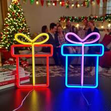 1 Stück LED Geschenkbox Neonlicht Wanddekoration, Weihnachtsthemen Elemente, Bar Szene Dekoration, Stimmungslicht, Batterie/USB betrieben, romantisches Feenlicht, geeignet für Geburtstag, Hochzeit, Kinderzimmer, Schlafzimmer Weihnachtsdekoration Weihnachtsbaum Geschenkdekoration Thanksgiving Hochzeit Heimdekoration Herbstdekoration Herbstdekoration Geburtstagsdekorationen für Geschenke Partyartikel Innen- und Außenbereich Garten Feiertags-Festival Dekoration Halloween Dekoration Wanddekoration Halloween Ornamente