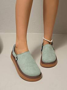 Women's Spring New Round Toe Thick Sole Comfortable Slip-On Casual Fashion Mules - Green - View 4