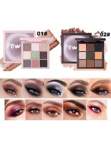 Paleta de 9 colores de sombras de ojos que no se desprende fácilmente del maquillaje, no vuela el polvo, mate y perlado, con colores base grandes y ahumados. Una sola paleta para jugar con el maquillaje, estilo Ins