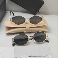 3 piezas Gafas de moda para mujer con marco metálico ovalado, nuevo accesorio decorativo de estilo callejero Y2K - Juego de 3 piezas - Ver 2