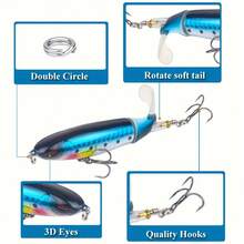 10pcs Topwater Popper Fishing Lure With Propeller Rotating Tail Topwater Bass Lures For Freshwater Saltwater Bionic Swimming Lure - Nhiều màu - Xem 6