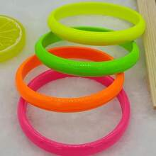 1PC/5pcs Vibrant Fluorescent Bohemian Resin Bracelet Set - Hip-Hop/Boho Style, Colorful Elastic Bands For Everyday & Gift Wear - Accessory, Cute Bracelets