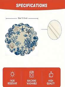 2/4/6/8/10 Stücke Tischsets Ozeanwelt, perfekt für Restaurant und Küchendekoration, Tischakzente