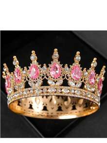 1Pc Rhinestone Baroque Pageant Crowns Cake Decorations Queen Princess Tiara Sparkling Headpieces Crystal Cake Topper - Multicolor - View 11