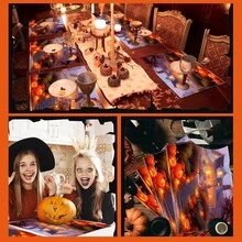1 pieza/4 piezas/6 piezas Manteles individuales de lino con estampado de elementos de Halloween, decoración del hogar, adecuados para regalos de Halloween, decoración de Halloween, aplicables a la mesa de comedor, para todas las estaciones, manteles de mesa modernos lavables, decoración de habitaciones, manteles individuales, posavasos, manteles de mesa de cocina y comedor, decoración de fiestas interiores/exteriores, decoración del hogar, regalo ideal - Multicolor - Ver 9