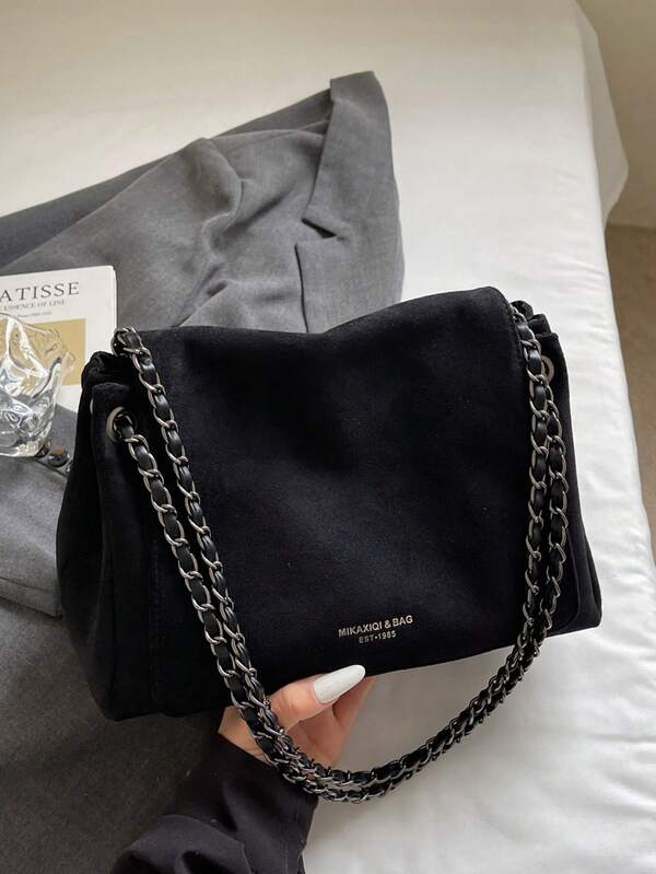 Women's Tote Bag, Suede Soft Shoulder Bag With Chain, Crossbody Handbag, Large Capacity Underarm Bag, Daily Commute Purse