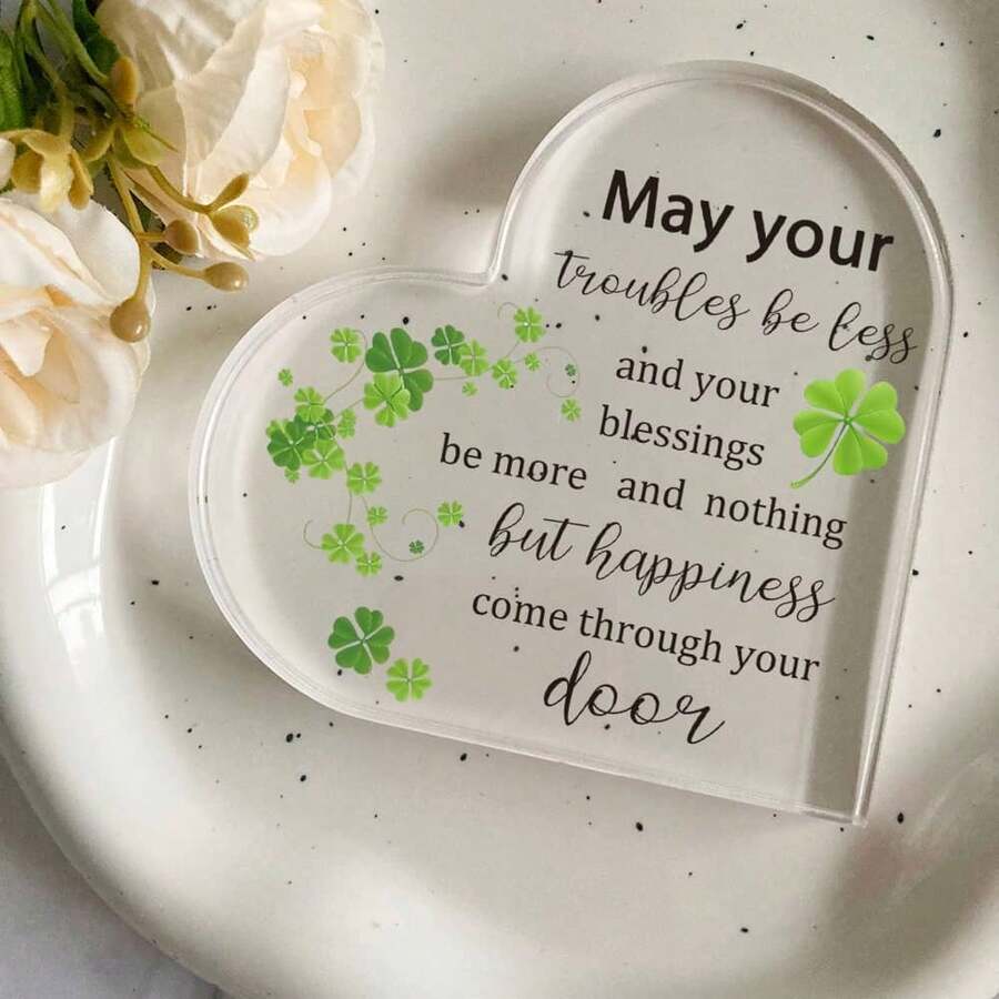 Centru de masă, decor unic de birou în stil boho - placă acrilică în formă de inimă cu citat inspirator, ideală pentru decorul biroului, dormitorului și camerei de zi. De asemenea, un cadou minunat pentru femei, surori, colege de ziua de naștere, Ziua Mamei, Crăciun. Această piesă poate adăuga o notă de farmec oricărei camere. - Multicolor - Vizualizare 1