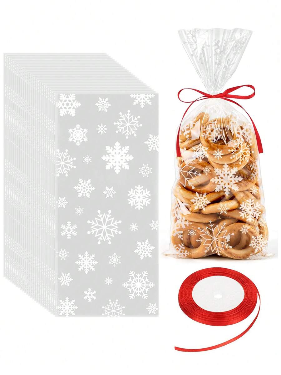 50pcs Clear Treat Bags, Clear Plastic Gift Bags, OPP Plastic Treat Bags With Twist Ties, Packaging, Biscuit Bags, Transparent Gift Bags, Glass Paper Snack Bags, For Wedding, Cakes, Pops, Gift, Party Favors, Bakery, Candy, Popcorn