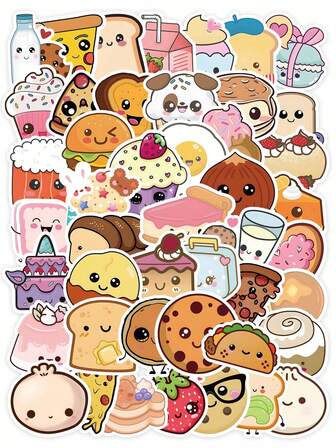 60 Stücke süße Lebensmittel Aufkleber, Wasser Flasche Aufkleber für Kinder, Vinyl Aufkleber für Laptop, Skateboard, Sommer Aufkleber für Kinder Jugendliche Mädchen, Klassenraum Preise Aufkleber für Kinder