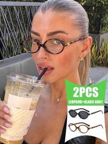 豹紋透明片+黑框灰片