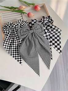 Bộ 3 chiếc/1 chiếc Dây buộc tóc nơ kẻ caro đen trắng thanh lịch dành cho nữ, kẹp tóc nơ buộc nửa đầu, thích hợp cho bãi biển, đi chơi hàng ngày, phụ kiện tóc phong cách Bohemian thanh lịch, kẹp càng cua, kẹp tóc, kẹp cài tóc, kẹp tóc, thời trang mùa thu, kẹp kiểu Pháp, nơ, dễ thương, phụ kiện đội đầu, ghim cài tóc - Nhiều màu - Xem 8