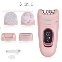 1pc USB Rechargeable 5W Electric Hair Remover, Multifunctional 2-In-1/5-In-1 Women Electric Intimate Trimmer, Underarm Hair Shaver, Epilator - Pink - View 12