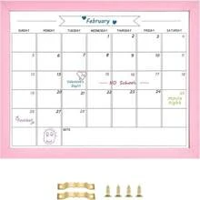 TORASO Dry Erase Monthly Calendar Board, Magnetic Whiteboard For Wall, Office_School_Home, Solid Wood Pink Frame Hanging Board 13"X 17"(YL-Pink-3343-B) - ColorA - View 1