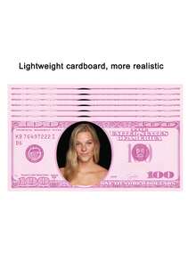 12pcs/Set Customized Pink 100 Dollar Bill Templates, DIY Game Party Money, Add Your Own Text And On The Bills, Editable Printable Pink 100 USD Banknote, Photo Props Suitable For Bridal Shower, Wedding Events, Wedding Decorations, Souvenirs, Bride Favors - Multicolor - View 11