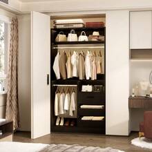 Freestanding Closet System With 2 Hanging Rods & 3 Open Drawers & 3 Shelves - 黑色 - 查看 4