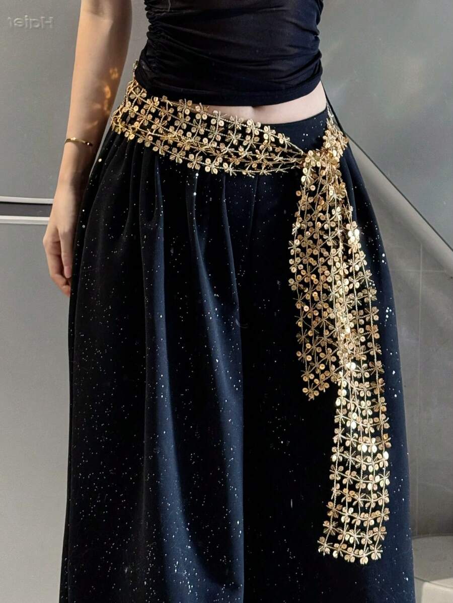 爵士舞新款小众亮片镂空腰带街舞韩流臀巾肚皮舞腰链舞蹈臀巾 - 彩色 - 查看 1