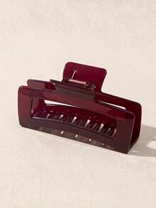 1pc Simple Wine Red Glossy Square Hair Claw Clip, Large Size For Hair Bun, Headwear Hair Accessory Summer Hair Clips Hair Jaw Clip Hair Clamps Hair Clutch Hair Catcher Clip, School Stuff, College Fall Winter Hair Accessories For Women For Vacation Outfits Woman
