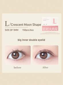 Amortals 300片装双眼皮贴，月牙形，28*3毫米，适合大单眼皮，放大双眼，配有辅助工具，隐形便捷，自然双眼皮贴，仿生纹理，贴合肌肤，哑光无痕，轻薄防水防汗，持久耐用，提拉下垂眼皮，强力粘性，不留残胶。价格实惠，适合作为圣诞礼物、化妆品、化妆工具等。 - 無色 - 查看 3