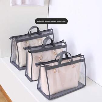 1个装挂式衣服袋衣柜PVC收纳袋透明防尘防潮透气挂袋皮包保护套多功能透明3D袋防尘罩袋子整理袋