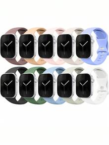 10条防水表带，兼容 38mm、40mm、41mm、42mm、44mm、45mm、46mm、49mm，男女通用；柔软硅胶运动表带，兼容 Series 10、SE、9、8、7、6、5、4、3、Ultra；时尚健身必备礼品套装 - 彩色 - 查看 9