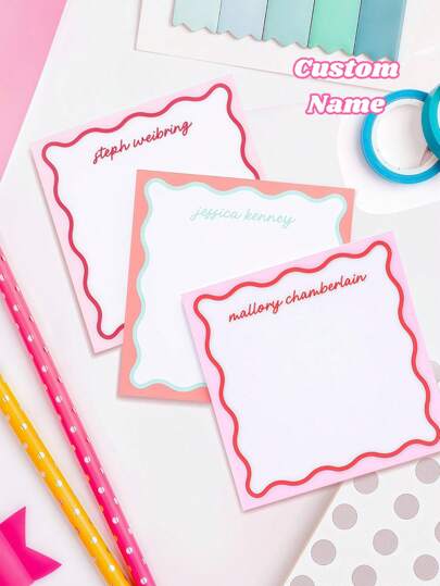 Personalized Name Teacher Notepad, Customized Teacher Sticky Notes, Custom Name Memo, Sticky Name Notepad, Personalized Teacher Stationery, Fashionable, Colorful, Cute, Simple, Kawaii, Unique Personalized Custom Gifts, Back To School Gifts, Teacher's Day Gifts,Christmas Gift Supplies