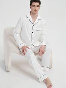New Men's Fashion Casual Pajama Set, Winter Clothes - White - View 1