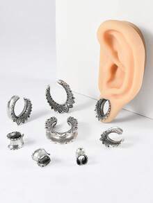 1个U型莲花耳扩，开放式纹理，肉色耳洞，耳扩，不锈钢材质，8mm-25mm - 如圖 - 查看 4