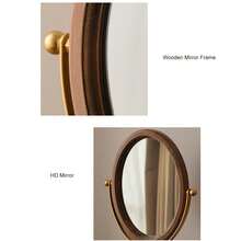 Retro Bedroom Wall-Mounted Mirror, Solid Wood Makeup Mirror, Household Desktop Wooden Chinese-Style Standing And Rotatable Dressing Mirror