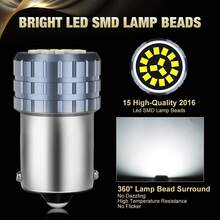 S&D 2 件 1156 BA15S P21W LED 汽车信号灯 BAU15SS PY21W 汽车灯 1157 BAY15D P21/5W LED 刹车倒车灯泡 白色 红色 琥珀色
