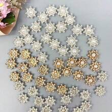 20pcs Snowflake Cabochon Metal Base Strass Glitter Rhinestone Buttons For Clothing Shoes Bags Accessories DIY Crafts - Multicolor - View 3