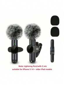 Professional Wireless Lavalier Microphone For Smartphones, Plug And Play Wireless Microphone For Video/Audio Recording, Clip-On Lapel Microphone For Interview/Vlog/Teaching - Matt Black - View 14