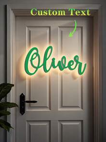1pc Customized Illuminated Name Plate, Personalized TPU Name Plate, Home Decor Personalized Plaque With Lighting Effect, 3D Printed, Personalized Bedroom Or Indoor Decoration, Easy To Hang And Install, Suitable For Room, Wall, Door, Nursery, Kids Room, Bedroom Decor, Multi-Functional, Durable, Decorative - Multicolor - View 7