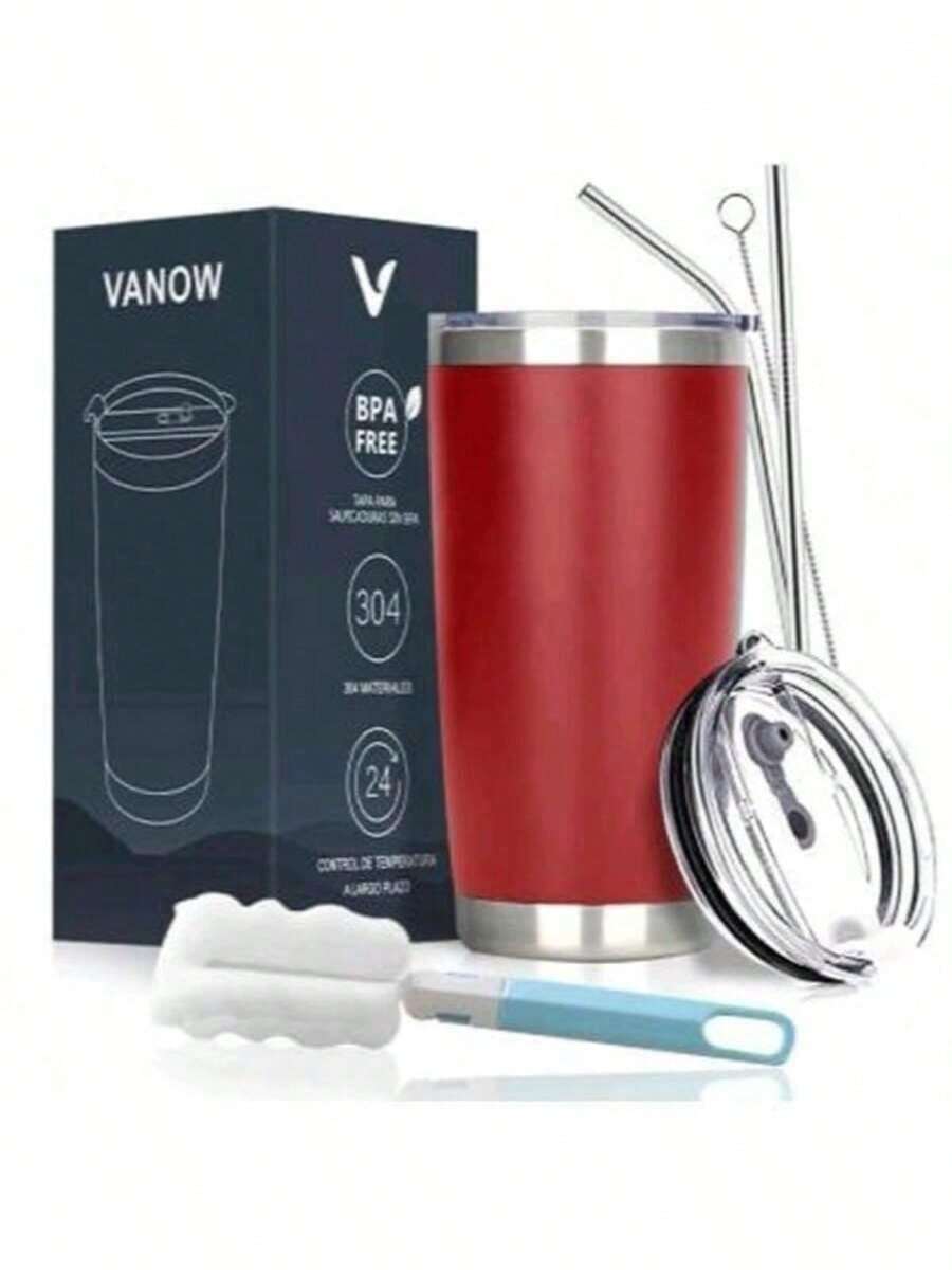 Termo Portátil De Acero Inoxidable Calor Y Frío De 20 Onzas - Rojo - Ver 1