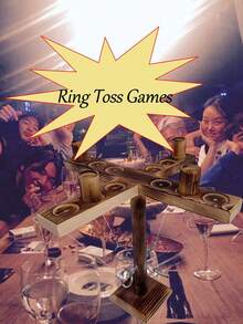 1pc Wooden Ring Toss Game, Multi-Player Party Tabletop Throwing Rings Game - 4-person Model - View 2