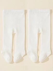 1/2 Pairs Girls Solid Color Pantyhose Classic All-Match Soft & Comfortable Sports Tights, Suitable For Daily Wear Or Festival Gift - White - View 17