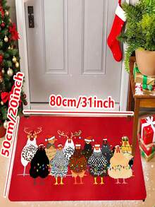 1/2 tấm thảm cửa ra vào họa tiết gà Giáng sinh, thảm phòng tắm hình động vật trang trại vui nhộn, thảm sàn nhà bếp, thích hợp cho trang trí ngày lễ nhà bếp/phòng khách/phòng tắm/sảnh chờ và phòng khách, quà tặng cho những người đam mê trang trại - Nhiều màu - Xem 7