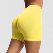 Seamless Butt Lifting Biker Shorts For Women - High-Waisted, Ideal For Yoga, Running & Outdoor Activities - Yellow - View 8