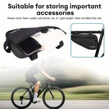 1pc Bicycle Front Frame Triangle Tool Bag, Mountain Bike Saddle Bag, Handlebar Crossbar Pack, Cycling Tool Storage Pouch, Multi-Functional