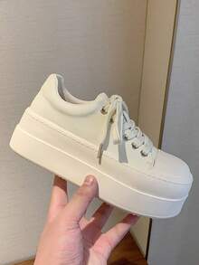 Fashionable Spring Dad Platform Sneakers In Synthetic Material - Beige [upgraded Solid Soft Sole] - View 9