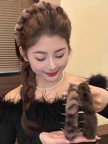 1/2pcs New High Head Headwear For Autumn And Winter, Retro Leopard Print Toothed Plush Hair Band, Anti-Slip Facial Hair Clip Headband For Women, Hair Hoop, Hairband For Women - Multicolor - View 7