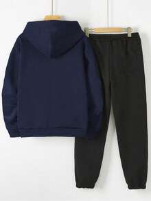 Bộ áo hoodie thu/đông nam | Họa tiết chữ thập | Trang phục thể thao thường ngày thiết yếu - Màu xanh hải quân - Xem 8