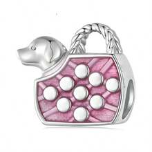 1 Pc Lovely Pink Series Flowers, Hearts, Bears, Rabbits, Dogs, Pandas, Ladybugs, Love, Love Mom, Cups, Pink Beads Charm Bead Fit For Women Bracelets Bangles DIY Jewelry Making And Daily Outfit Matching Jewelry Decoration For Girls Valentines - Pink - View 16