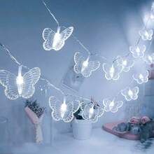 1 件蝴蝶灯串 1.5/3M 10/20 LED 复古风格蝴蝶仙女灯，电池供电圣诞树花园婚礼派对节日装饰灯和家居装饰，室内墙壁装饰蝴蝶灯