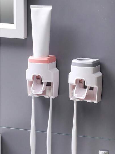 1 件壁挂式自动牙膏分配器：使用此牙刷架让您的浴室保持整洁有序！