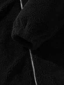 男士 Old Money 连帽加厚夹克，秋冬款，复古摇滚风，保暖内衬夹克 - 黑色 - 查看 6