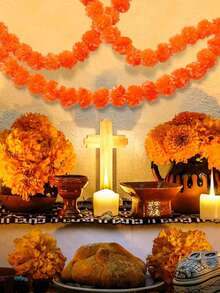 5英尺长的仿真万寿菊可用于宗教仪式、婚礼、活动装饰、家居装饰、房间装饰、墙面装饰、生日和毕业礼物等。 - 亮橙色 - 查看 8