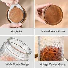 32oz Vintage Glass Jar With Lid, Glass Storage Containers, Airtight Storage Containers For Sugar, Coffee, Tea, Spice, Flour, Candy Cookie, Pasta, Cereal, Cute Decorative Jars - Bigonia-32oz